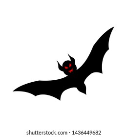 Halloween black bat with red eyes. Vector illustration.