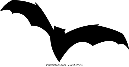 Silueta de murciélago negro de Halloween volando. Ilustración Dibujada A Mano De Vector Aislada Sobre Fondo Transparente