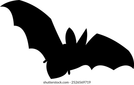 Silueta de murciélago negro de Halloween volando. Ilustración Dibujada A Mano De Vector Aislada Sobre Fondo Transparente