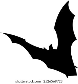 Silueta de murciélago negro de Halloween volando. Ilustración Dibujada A Mano De Vector Aislada Sobre Fondo Transparente