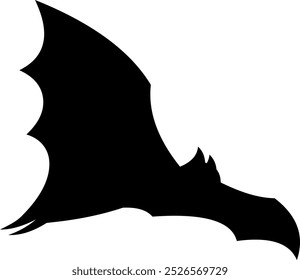 Silueta de murciélago negro de Halloween volando. Ilustración Dibujada A Mano De Vector Aislada Sobre Fondo Transparente