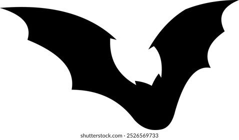 Silueta de murciélago negro de Halloween volando. Ilustración Dibujada A Mano De Vector Aislada Sobre Fondo Transparente