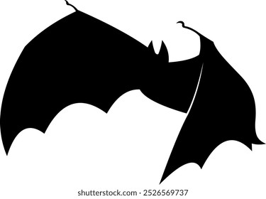 Silueta de murciélago negro de Halloween volando. Ilustración Dibujada A Mano De Vector Aislada Sobre Fondo Transparente