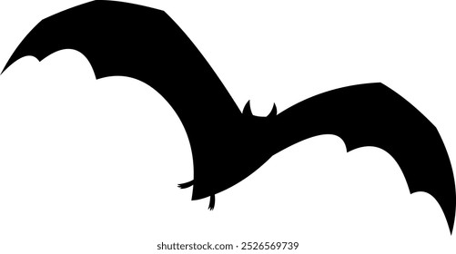 Silueta de murciélago negro de Halloween volando. Ilustración Dibujada A Mano De Vector Aislada Sobre Fondo Transparente