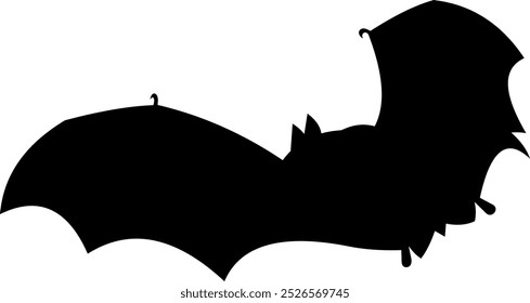 Silueta de murciélago negro de Halloween volando. Ilustración Dibujada A Mano De Vector Aislada Sobre Fondo Transparente