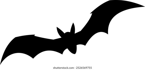 Silueta de murciélago negro de Halloween volando. Ilustración Dibujada A Mano De Vector Aislada Sobre Fondo Transparente