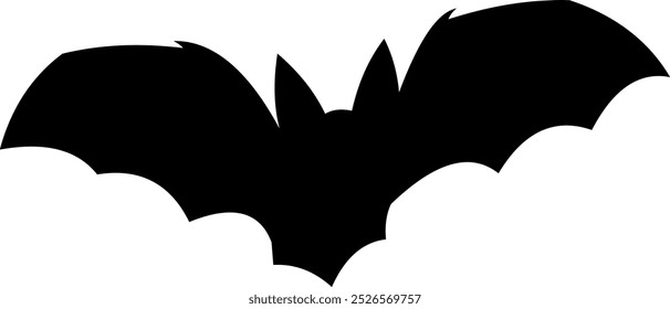 Silueta de murciélago negro de Halloween volando. Ilustración Dibujada A Mano De Vector Aislada Sobre Fondo Transparente