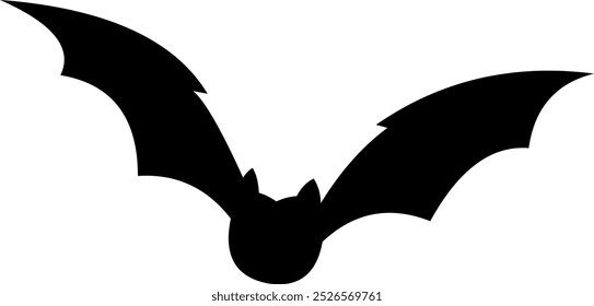 Silueta de murciélago negro de Halloween volando. Ilustración Dibujada A Mano De Vector Aislada Sobre Fondo Transparente