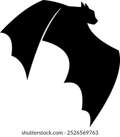 Halloween Black Bat Silhouette Flying. Vector Hand Drawn Illustration Isolated On Transparent Background