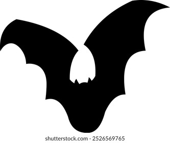 Silueta de murciélago negro de Halloween volando. Ilustración Dibujada A Mano De Vector Aislada Sobre Fondo Transparente