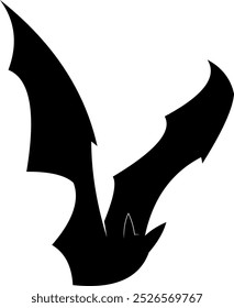 Halloween Black Bat Silhouette Flying. Vector Hand Drawn Illustration Isolated On Transparent Background