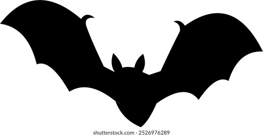 Silueta de murciélago negro de Halloween volando. Ilustración Dibujada A Mano De Vector Aislada Sobre Fondo Transparente