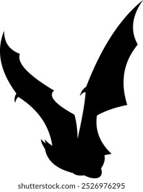 Halloween Black Bat Silhouette Flying. Vector Hand Drawn Illustration Isolated On Transparent Background