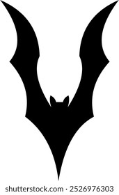 Halloween Black Bat Silhouette Flying. Vector Hand Drawn Illustration Isolated On Transparent Background