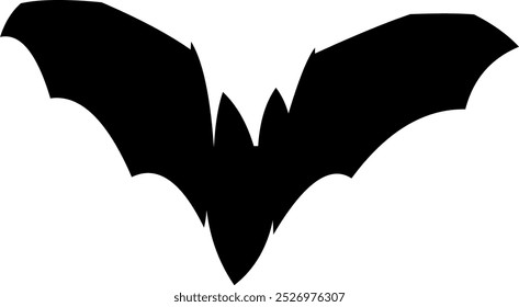 Silueta de murciélago negro de Halloween volando. Ilustración Dibujada A Mano De Vector Aislada Sobre Fondo Transparente