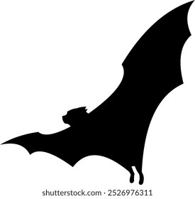 Silueta de murciélago negro de Halloween volando. Ilustración Dibujada A Mano De Vector Aislada Sobre Fondo Transparente