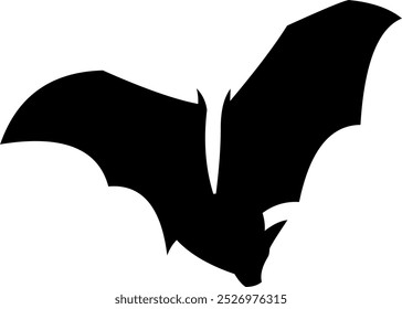 Silueta de murciélago negro de Halloween volando. Ilustración Dibujada A Mano De Vector Aislada Sobre Fondo Transparente