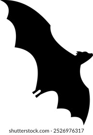 Silueta de murciélago negro de Halloween volando. Ilustración Dibujada A Mano De Vector Aislada Sobre Fondo Transparente