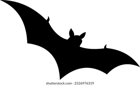 Silueta de murciélago negro de Halloween volando. Ilustración Dibujada A Mano De Vector Aislada Sobre Fondo Transparente