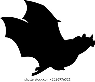 Silueta de murciélago negro de Halloween volando. Ilustración Dibujada A Mano De Vector Aislada Sobre Fondo Transparente