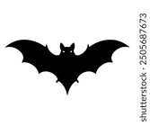 Halloween black bat silhouette isolated on a white background. A simple and clean bat icon vector illustration, featuring sharp wings and smooth edges, perfect for seasonal designs or spooky themes.