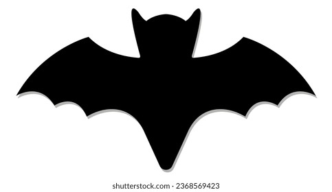 Halloween Black Bat Silhouette with Shadow vector illustration