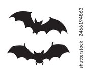 Halloween black bat silhouettes set  isolated on white background. Black Bat vector Illustration. Black Bat art work.