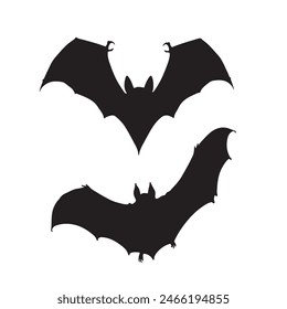 Halloween black bat silhouettes set  isolated on white background. Black Bat vector Illustration. Black Bat art work.