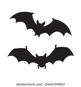 Halloween black bat silhouettes set  isolated on white background. Black Bat vector Illustration. Black Bat art work.