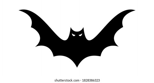 Halloween black bats fly silhouette isolated on white background. Vector illustration.