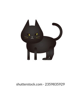 Halloween black cat alone facing sideways A