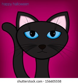 Halloween black cat card in vector format.
