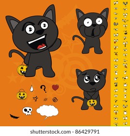 halloween black cat cartoon  in vector format