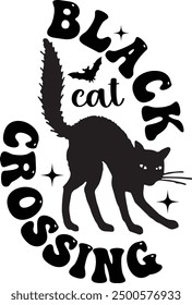Halloween Black cat crossing t shirt