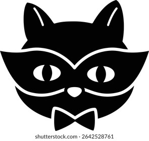 Halloween black cat face Silhouette.
Cute black cat head flat cartoon vector illustration.
Transparent background.