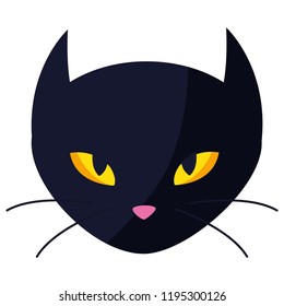 Halloween Black Cat Head Character Stock Vector (Royalty Free ...