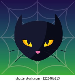 halloween black cat head character