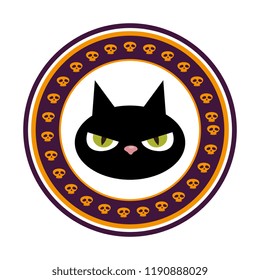 halloween black cat head seal