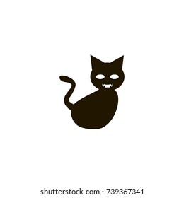 halloween black cat icon. flat design