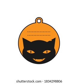 halloween black cat label vector