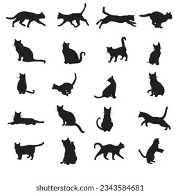 Halloween black cat set on white background.