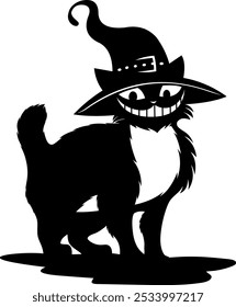 Siluetas de gato negro de Halloween. Conjunto de Colección dibujado a mano de Vector aislado sobre fondo transparente