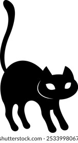 Halloween Black Cat Silhouettes. Vector Hand Drawn Isolated On Transparent Background