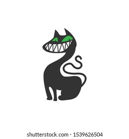 Halloween black cat vector icon art 