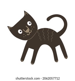 Halloween black cat. Vector illustration.
