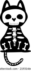 Halloween black cat vector Skull