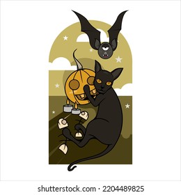 halloween black cat version 2. Perfect for your Halloween design elements.