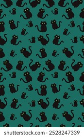 Fondo de pantalla de gato negro de Halloween, patrón de gato negro, fondo de gato negro, feliz halloween 