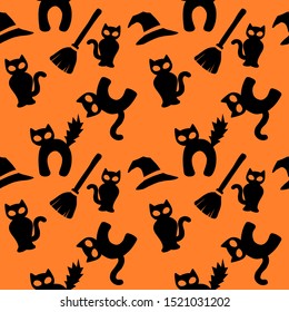 Halloween black cat wrapping paper - seamless pattern 