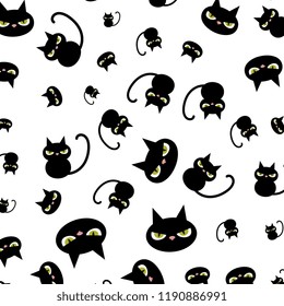 halloween black cats characters pattern